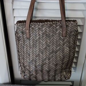 HOUSE 2401 Chic Italian Leather Woven Tote NWT
